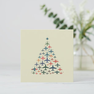 Cartão De Festividades Árvore de Natal de Avião Piloto Retro Voo 