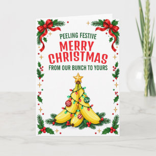 Cartão De Festividades Árvore de Natal de Banana Engraçada Pun Festivo Do