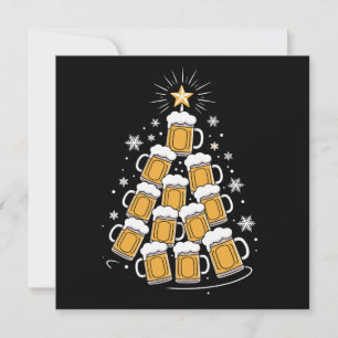 Cartão De Festividades Árvore de Natal de Cerveja Divertida Bebendo Féria