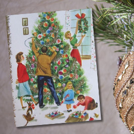 Cartão De Festividades Árvore de Natal de Decoração da Família Vintage Re