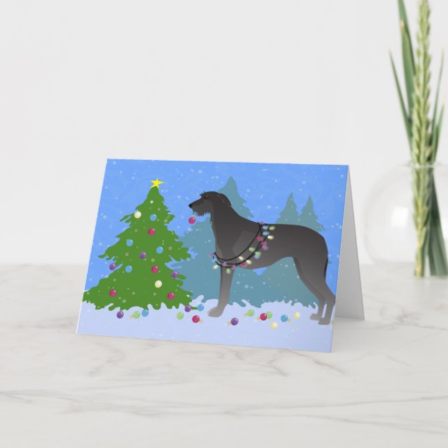 Cartão De Festividades Árvore de Natal de Deerhound do Scottish na (Frente)