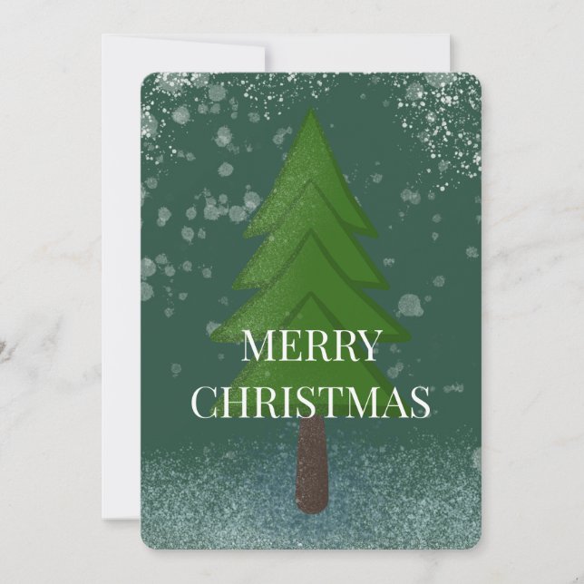 Cartão De Festividades Árvore de Natal de Férias Elegantes (Frente)