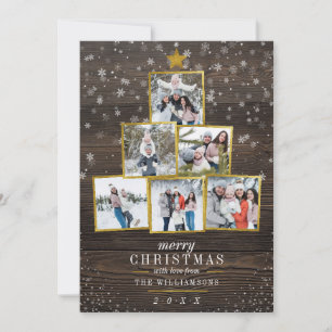Cartão De Festividades Árvore de Natal de Fotos Empilhadas Madeira rus