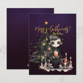 Cartão De Festividades Árvore de Natal de Garoto Gótico Xmas