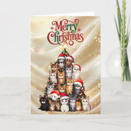 Cartão De Festividades Árvore de Natal de Gato Fofo
