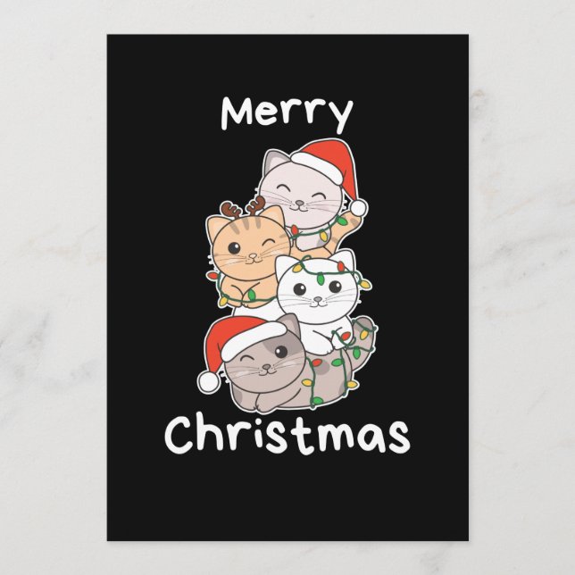 Cartão De Festividades Árvore de Natal de Gatos Animais de Natal Gatos (Frente)