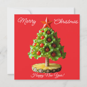 Cartão De Festividades Árvore de Natal de Legumes Personalizados, Folhas