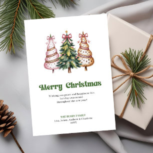 Cartão De Festividades Árvore de Natal de Leopardo em Aquarela Elegante C