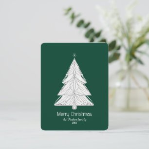 Cartão De Festividades Árvore de Natal de Linhagem Minimalista com Geomet