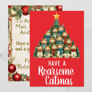 Cartão De Festividades Árvore de Natal de Lion Roarsome
