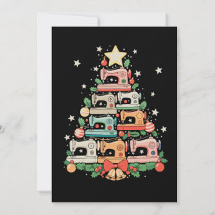 Cartão De Festividades Árvore de Natal de Máquina de Costura Ponto Tricô
