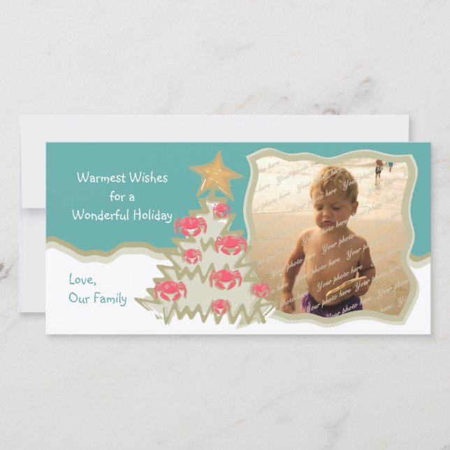 Cartão De Festividades Árvore de Natal de Natal de Praia (Frente)