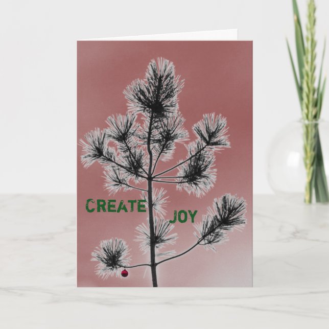 Cartão De Festividades Árvore de Natal de Ornamento Vermelho Personalizáv (Frente)