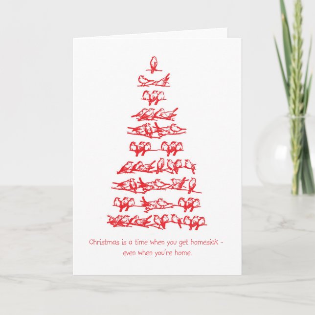 Cartão De Festividades Árvore de Natal de Pássaros (Frente)