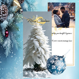 Cartão De Festividades Árvore de Natal de Penas Modernas | Foto