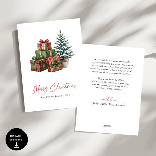Cartão De Festividades Árvore de Natal de Pinheiro Aquarela Moderna Cartã