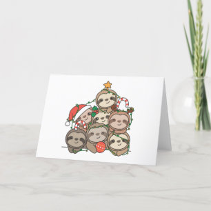 Cartão De Festividades Árvore de Natal de Preguiça Animal de Natal Engraç