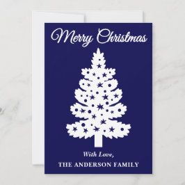 Cartão De Festividades Árvore de Natal de Script Manuscrito de marinho Az