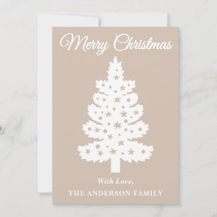 Cartão De Festividades Árvore de Natal de Script Manuscrito de Taupe