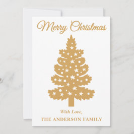 Cartão De Festividades Árvore de Natal de Script Manuscrito Dourado