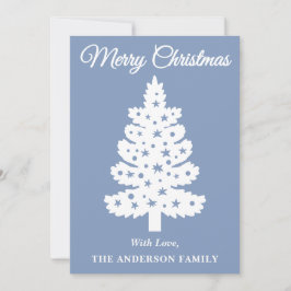 Cartão De Festividades Árvore de Natal de Script Manuscrito Dusty Blue