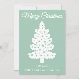 Cartão De Festividades Árvore de Natal de Script Manuscrito Mint Green