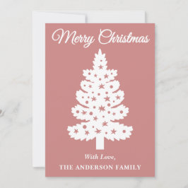 Cartão De Festividades Árvore de Natal de Script Manuscrito rosa Dourado