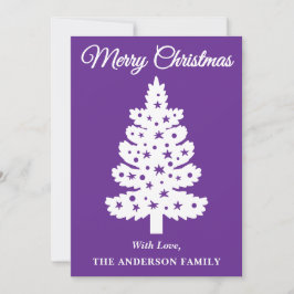 Cartão De Festividades Árvore de Natal de Script Manuscrito Roxo