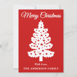Cartão De Festividades Árvore de Natal de Script Manuscrito Vermelho