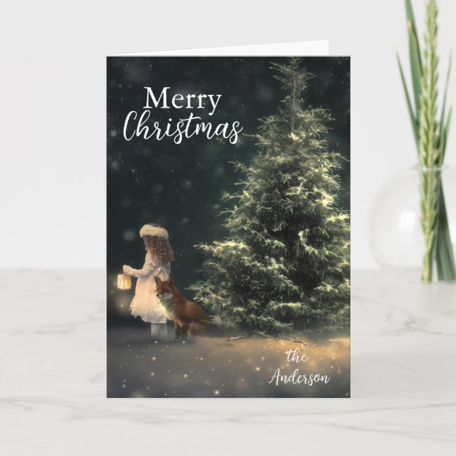 Cartão De Festividades Árvore de Natal de Tendência Moderna (Frente)