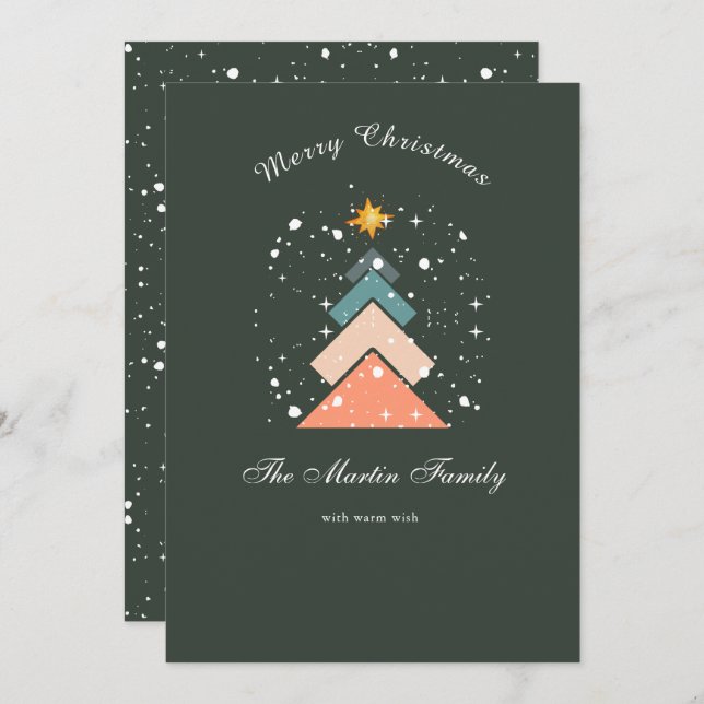 Cartão De Festividades Árvore de Natal de Tendência Moderna (Frente/Verso)