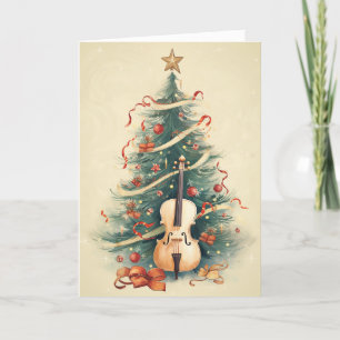 Cartão De Festividades Árvore de Natal de Vintage e Cello