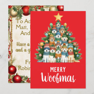 Cartão De Festividades Árvore de Natal de Woofmas Feliz