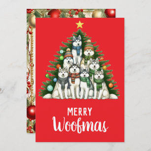 Cartão De Festividades Árvore de Natal de Woofmas, Feliz Siberiana