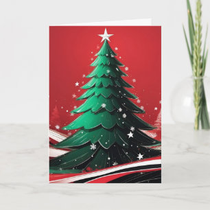 Cartão De Festividades Árvore de Natal Decorativa com Desejos de Feliz Fe