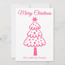 Cartão De Festividades Árvore de Natal Desenhada à Mão Branca