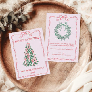 Cartão De Festividades Árvore de Natal Desenhada à Mão Personalizada Famí