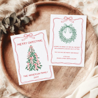 Cartão De Festividades Árvore de Natal Desenhada à Mão Personalizada Famí