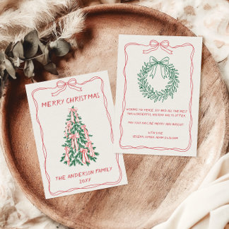 Cartão De Festividades Árvore de Natal Desenhada à Mão Personalizada Famí