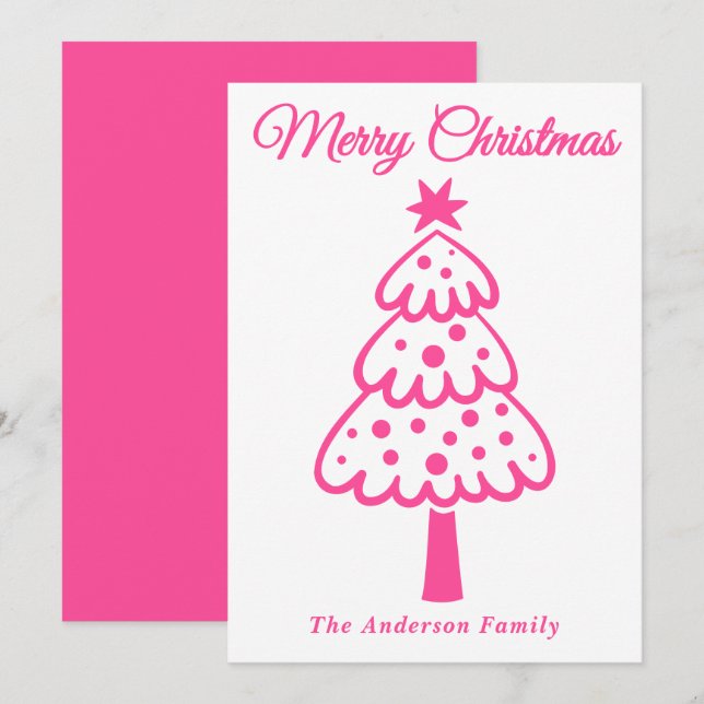 Cartão De Festividades Árvore de Natal Desenhada Com Mão Quente Quente (Frente/Verso)