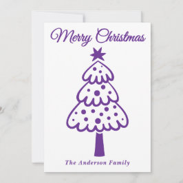 Cartão De Festividades Árvore de Natal Desenhada com Mão Roxa Whimsical