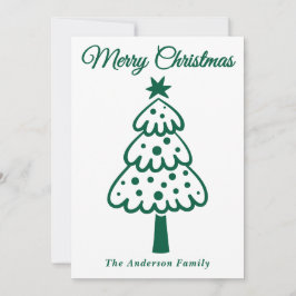 Cartão De Festividades Árvore de Natal Desenhada com Mão Verde Whimsical