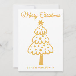 Cartão De Festividades Árvore de Natal Desenhada de Mão Amarela Whimsical