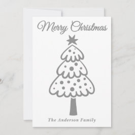 Cartão De Festividades Árvore de Natal Desenhada pela Mão de Prata Whimsi