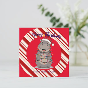 Cartão De Festividades Árvore de Natal do hipopótamo fofo zoológico safar