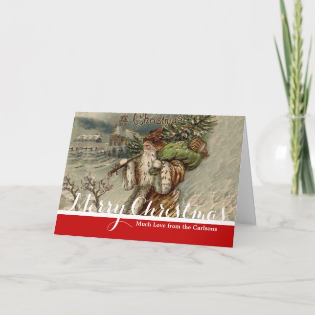 Cartão De Festividades Árvore de Natal do Papai Noel Vitoriano (Frente)