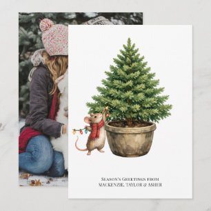 Cartão De Festividades Árvore de Natal do Rato Foto e Texto Personalizado