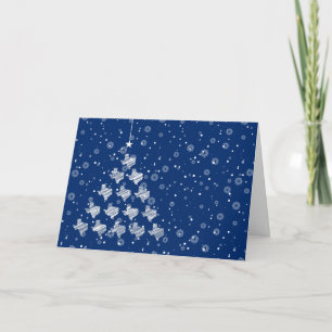 Cartão De Festividades Árvore de Natal do Texas rabiscada em azul