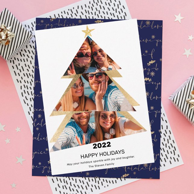 Cartão De Festividades Árvore de natal do Triângulo Moderno de abstrato (Criador carregado)