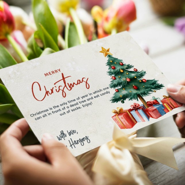 Cartão De Festividades Árvore de Natal e Apresentações Feliz Natal Person (Criador carregado)